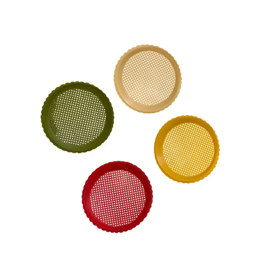 Vintage Reusable Plastic Paper Plate Holders - 4 Pack - Red Green Tan Yellow